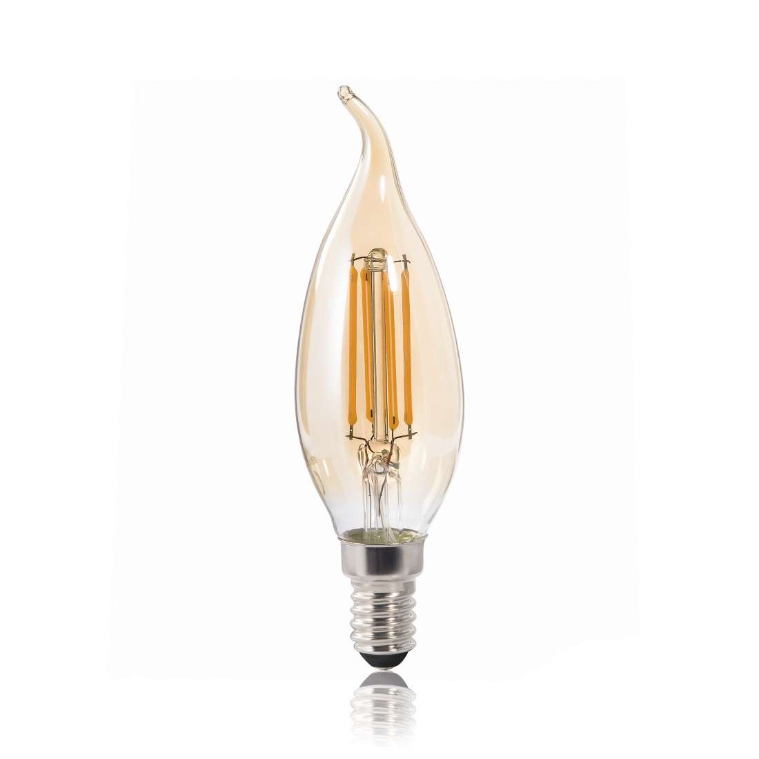 LED-Filament, E14, 400lm ersetzt 35W, Windstoß-Kerze, Amber, Warmweiß