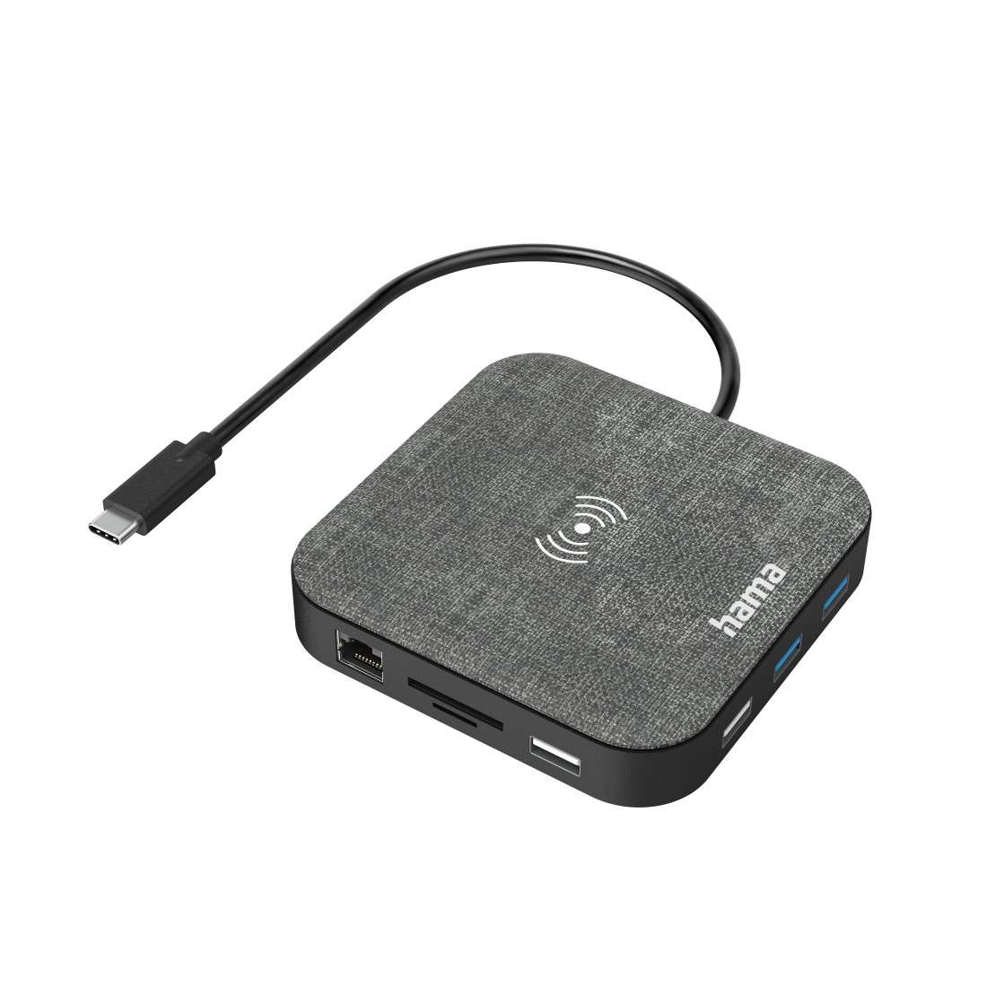 HAMA USB-C-Hub, Connect2QiCharge, Wireless Charging, Multiport, 12 Ports