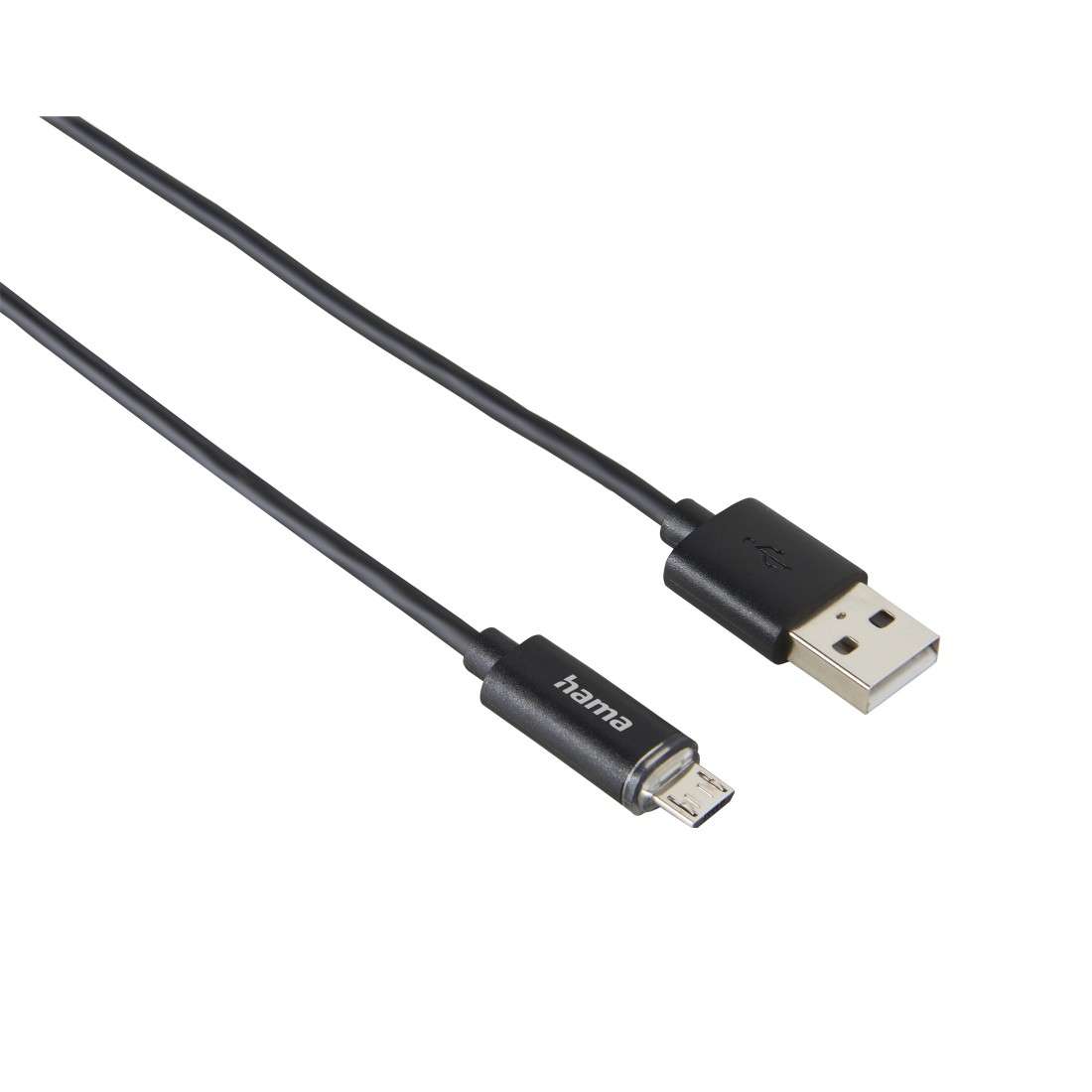 HAMA Micro-USB-Kabel, mit LED-Anzeige, Schwarz, 1 m